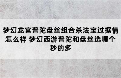 梦幻龙宫普陀盘丝组合杀法宝过据情怎么样 梦幻西游普陀和盘丝选哪个秒的多